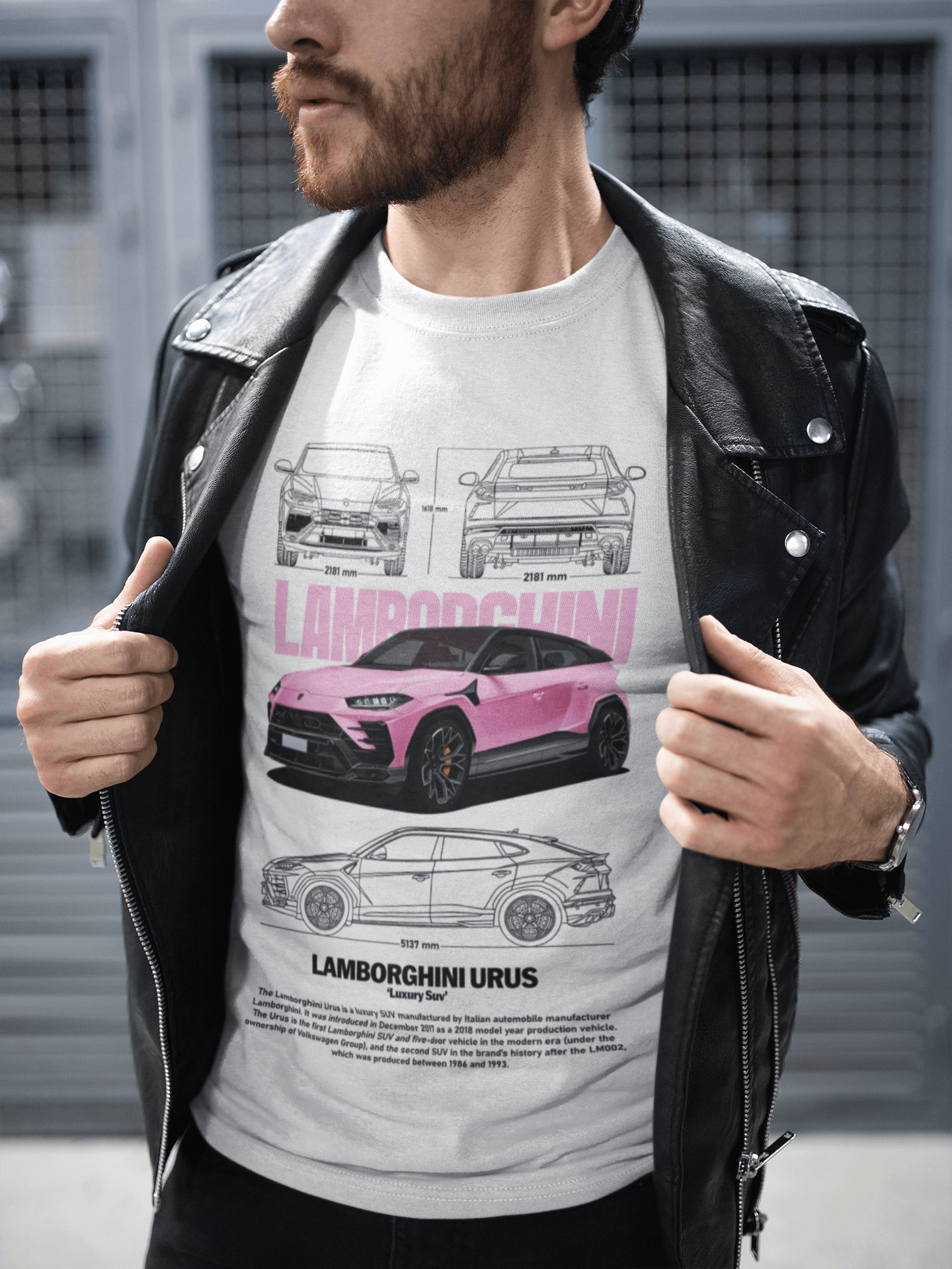 Lamborghini Urus Graphic T-Shirt — Photo & Line Sketch