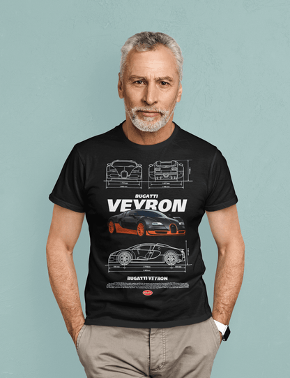 Bugatti Veyron Custom Graphic Tee - Personalized Hypercar Technical Blueprint Shirt