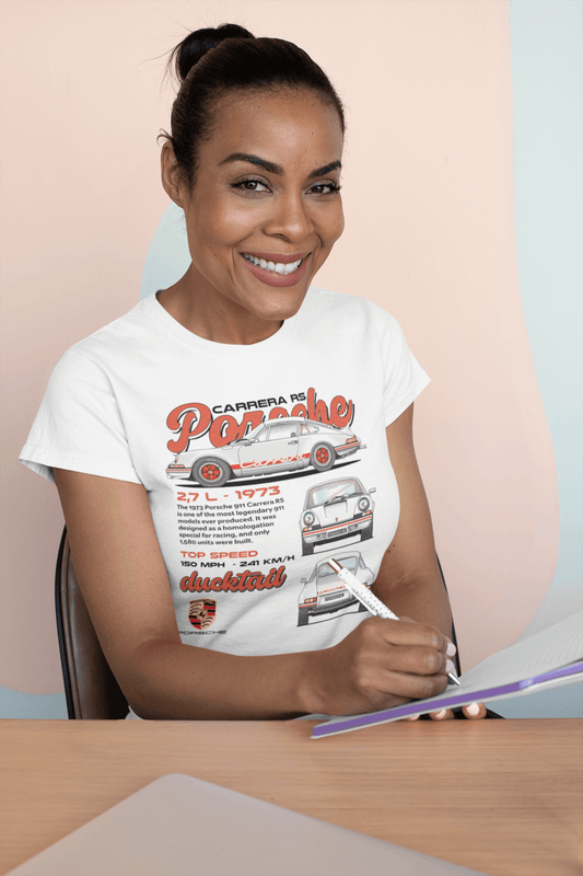 Porsche 911 Carrera RS 2.7 (1973) Graphic T-Shirt — Vintage Ad Style