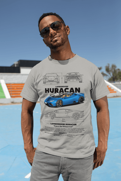 Lamborghini Huracan Spyder Graphic T-Shirt — Photo & Line Sketch