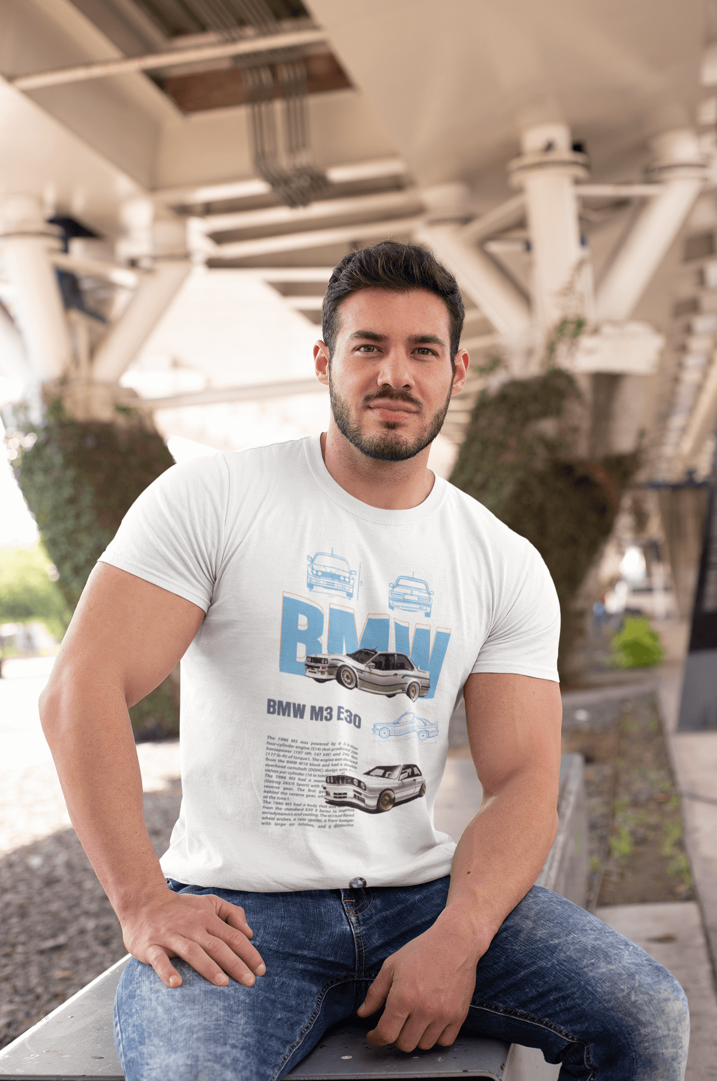 T-shirt graphique personnalisé BMW M3 E30 Heritage - T-shirt avec affiche personnalisée « Parrain de la M » 