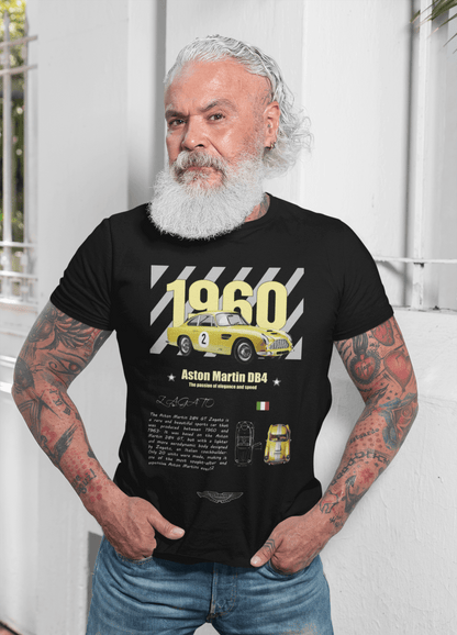 Aston Martin DB4 (1960) Graphic T-Shirt — Racing Poster + Photo