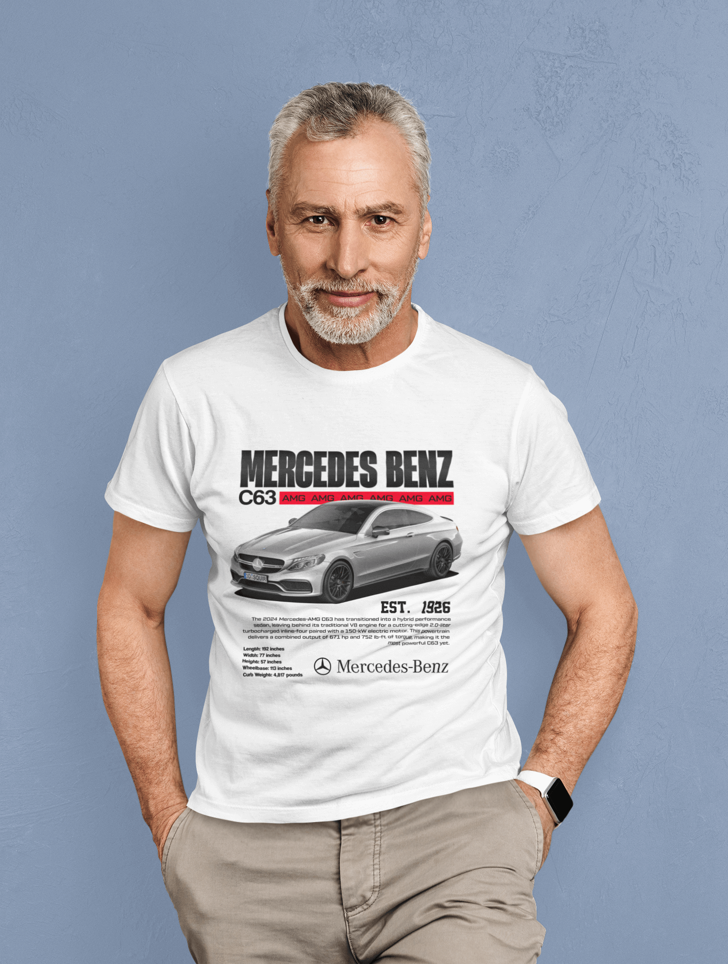 Mercedes-Benz C63 Graphic T-Shirt — Photo & Line Sketch