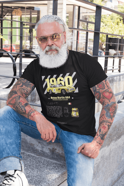 Aston Martin DB4 (1960) Graphic T-Shirt — Racing Poster + Photo