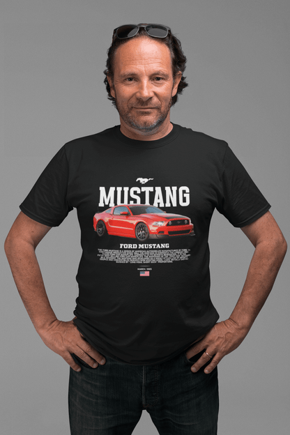 Ford Mustang Graphic T‑Shirt — Red Photo Poster