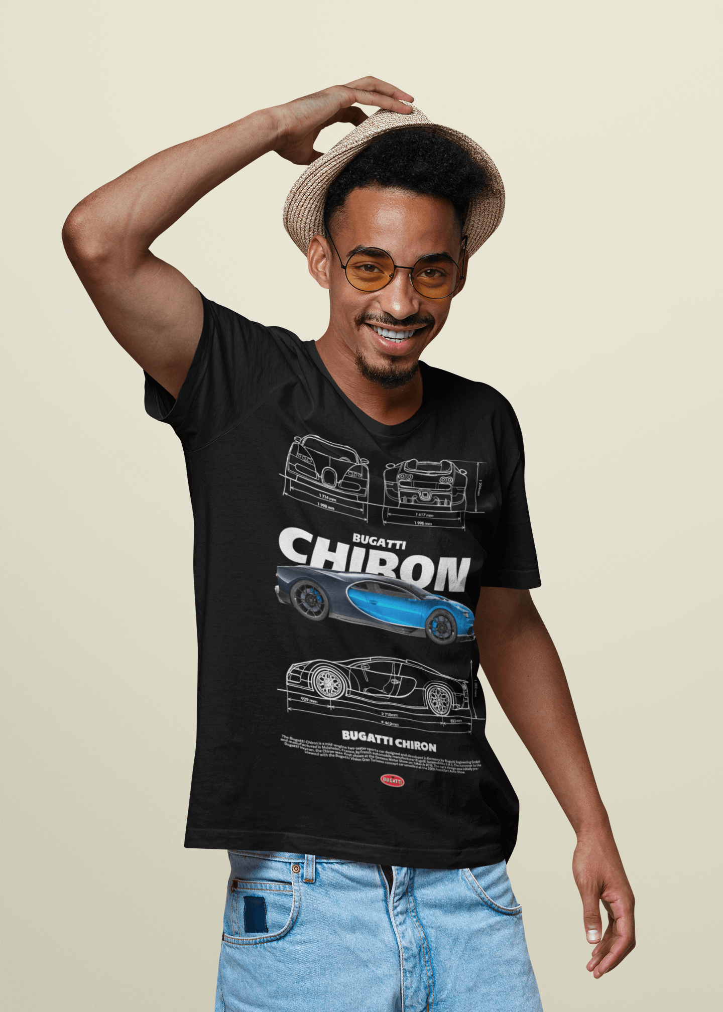 Bugatti Chiron Custom Graphic Tee - Personalized Hypercar Technical Blueprint Shirt