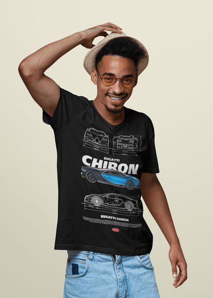 Bugatti Chiron Custom Graphic Tee - Personalized Hypercar Technical Blueprint Shirt