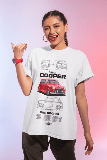 MINI Cooper Classic Graphic T-Shirt — Photo & Blueprint Illustration