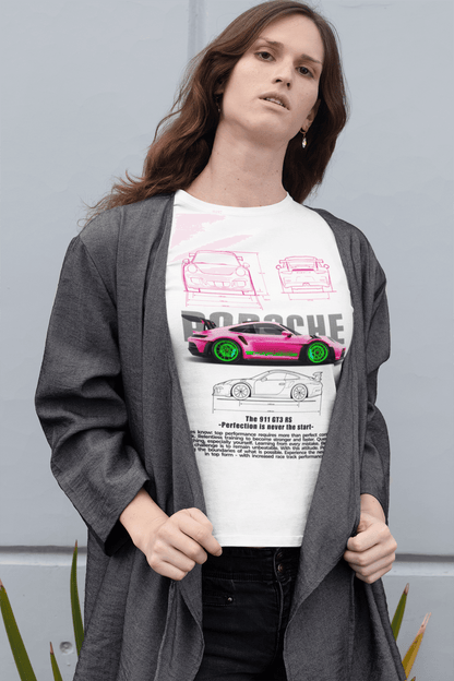 Porsche 911 GT3 RS Graphic Tee — Neon Blueprint Poster