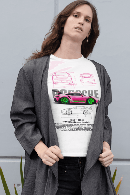 Porsche 911 GT3 RS Graphic Tee — Neon Blueprint Poster