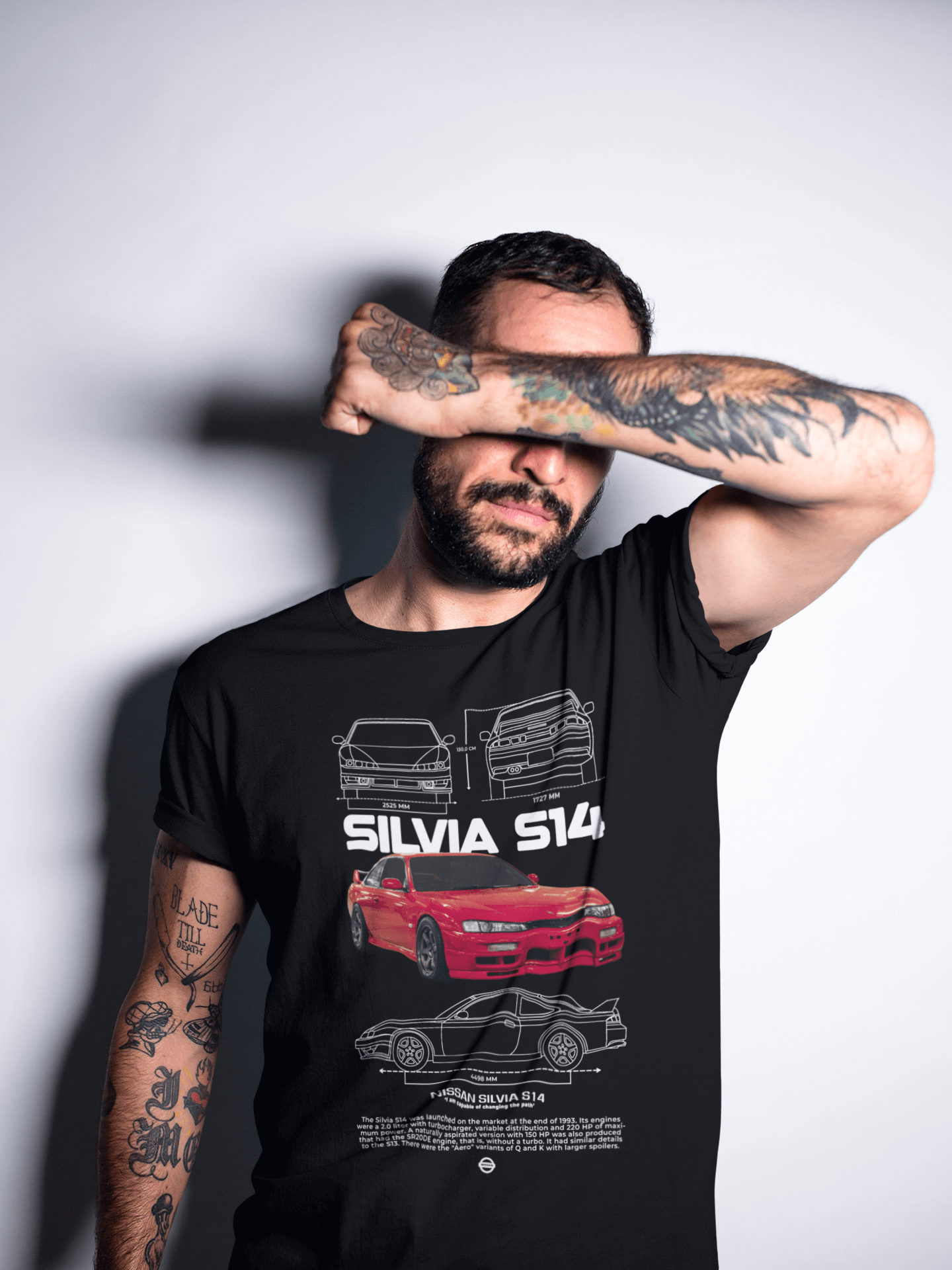 Nissan Silvia s14 Graphic T-Shirt — Rear View Illustration