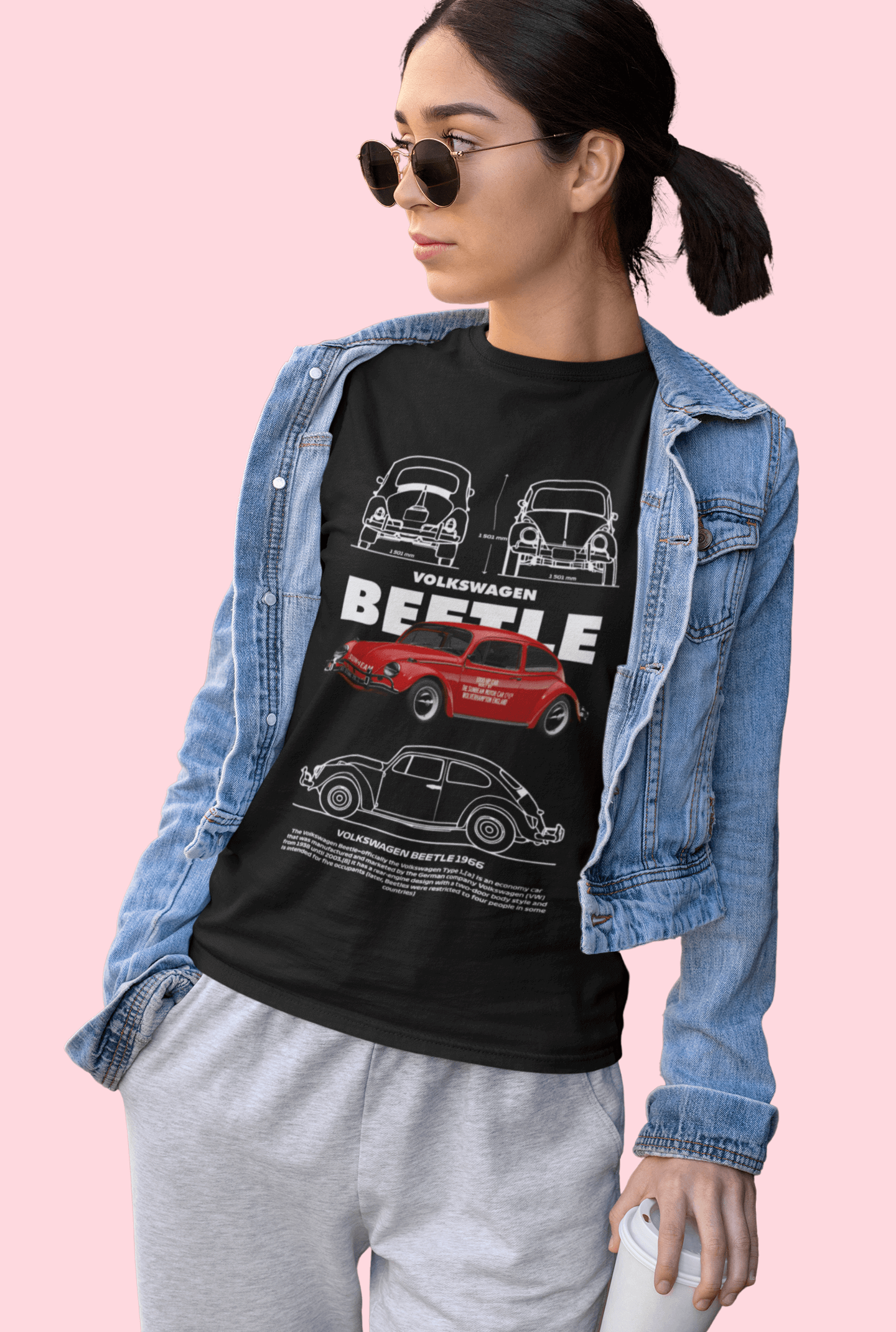 1966 Volkswagen Beetle Technical Blueprint Tee - Personalized Retro Air-Cooled Bug Graphic T-Shirt