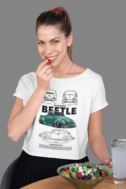 Volkswagen Beetle "Stance" Edition Technical Blueprint Tee - Custom Lowered Air-Cooled Bug Graphic T-Shirt