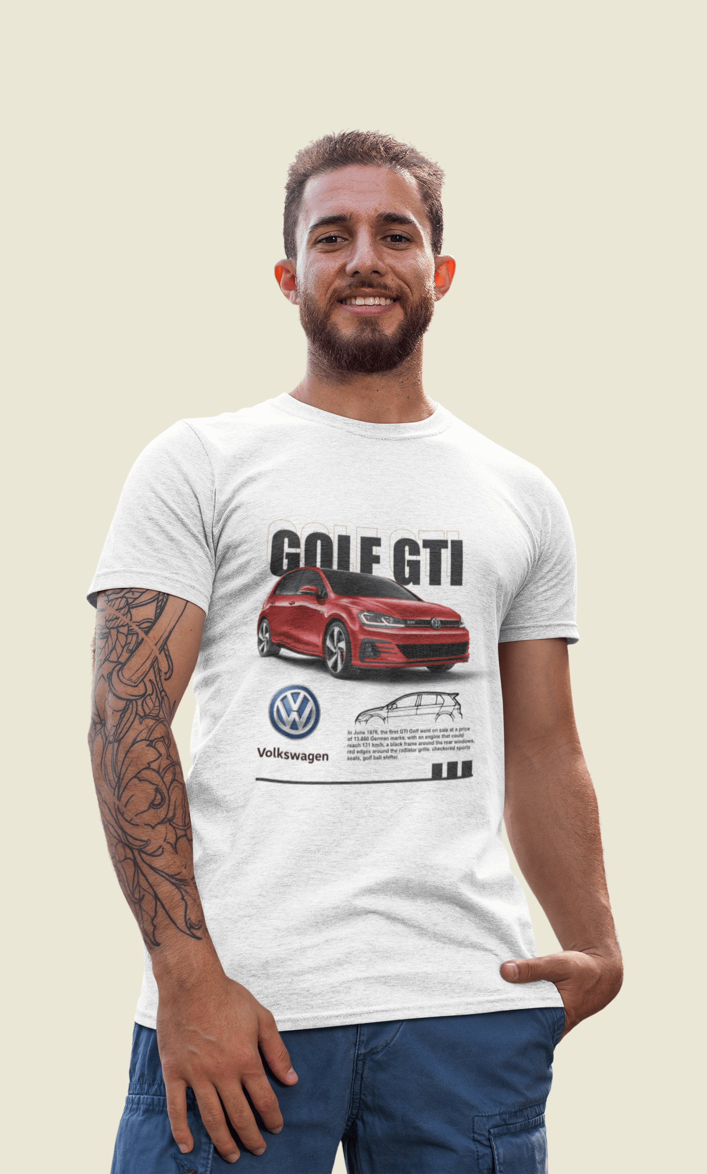 Volkswagen Golf GTI Technical Sketch Graphic Tee - Personalized Hot Hatch Gift