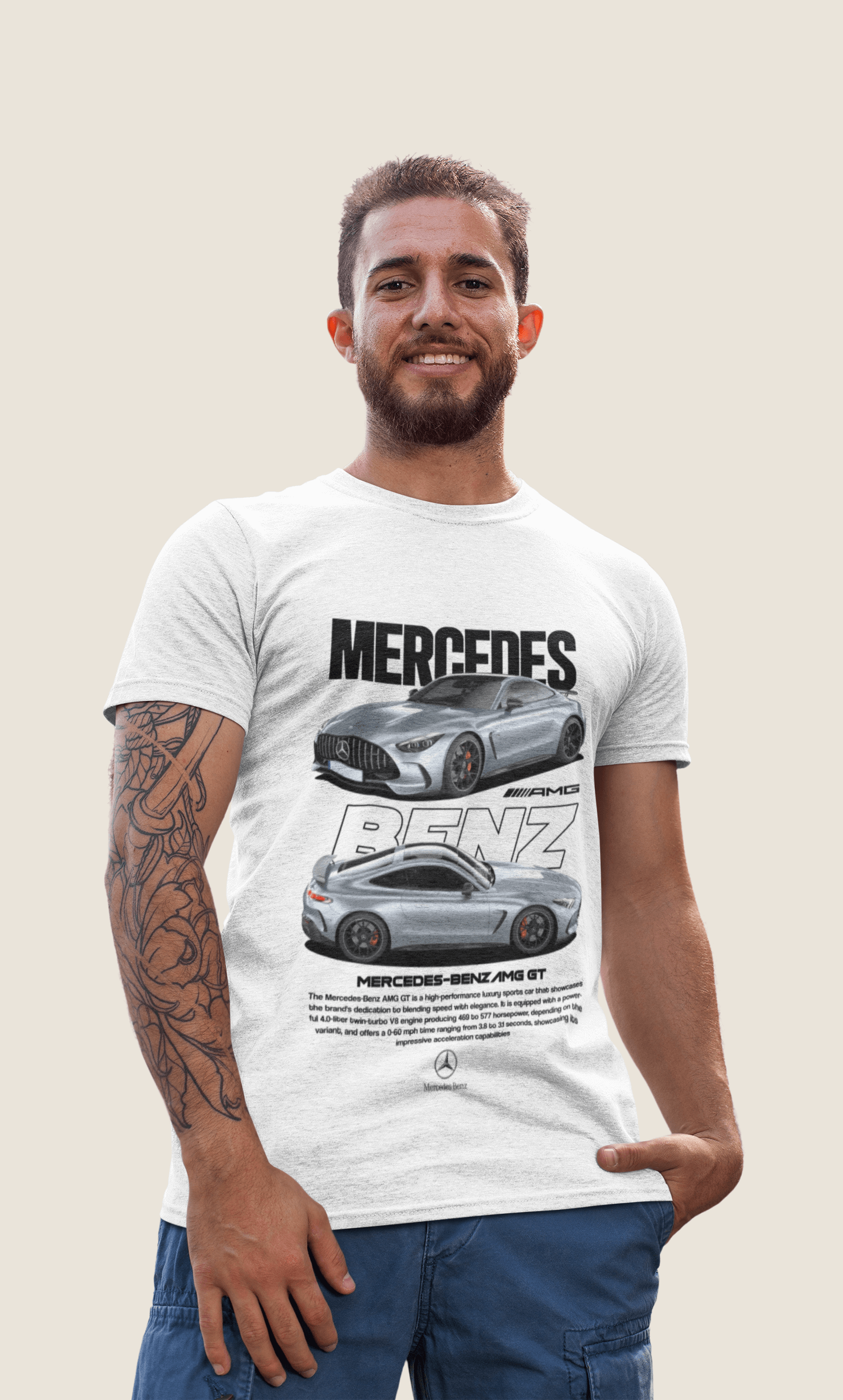 Mercedes-Benz AMG GT Graphic T-Shirt — Dual View Photo & Typography