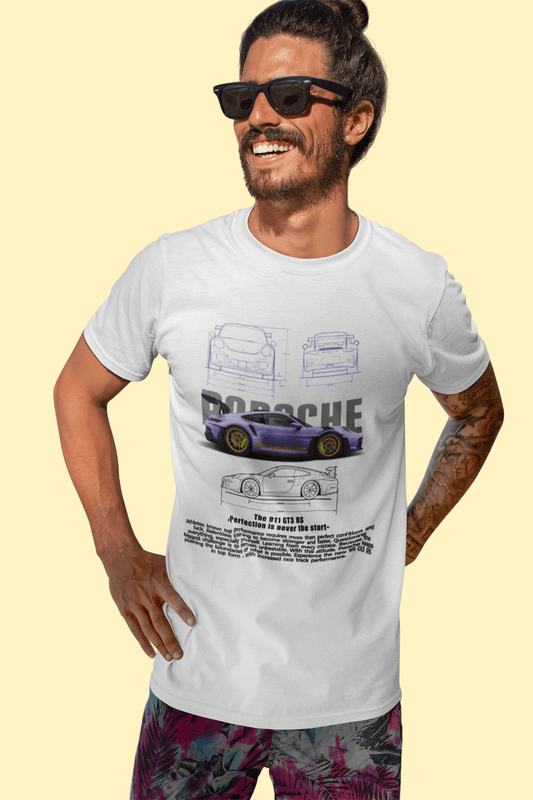 Porsche 911 GT3 RS Graphic T-Shirt — Blueprint & Photo