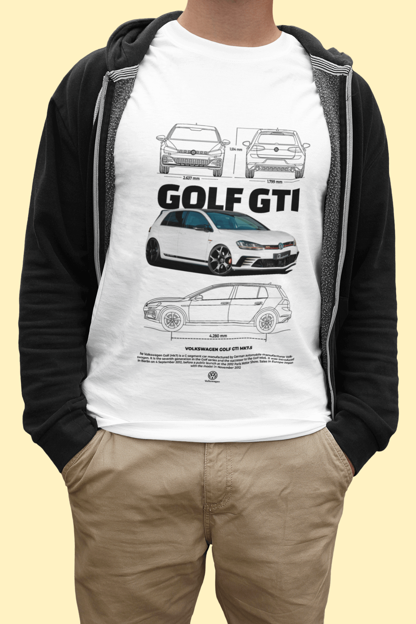 Volkswagen Golf GTI MK7.5 Graphic T-Shirt — White Hot Hatch Blueprint