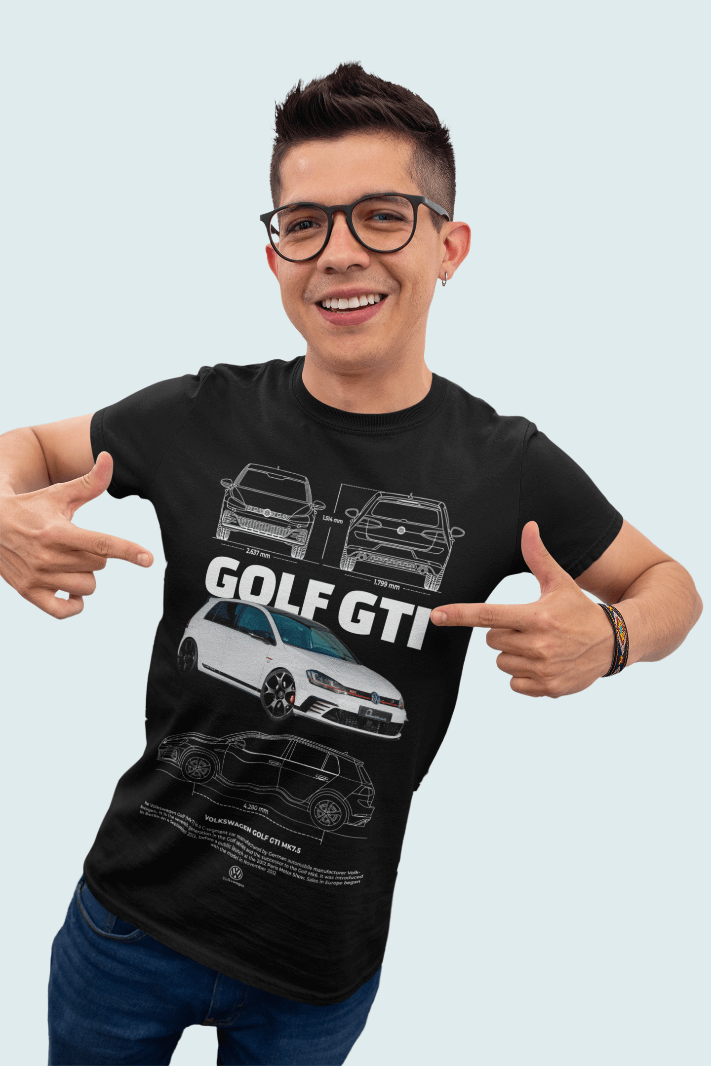 Volkswagen Golf GTI MK7.5 Graphic T-Shirt — White Hot Hatch Blueprint