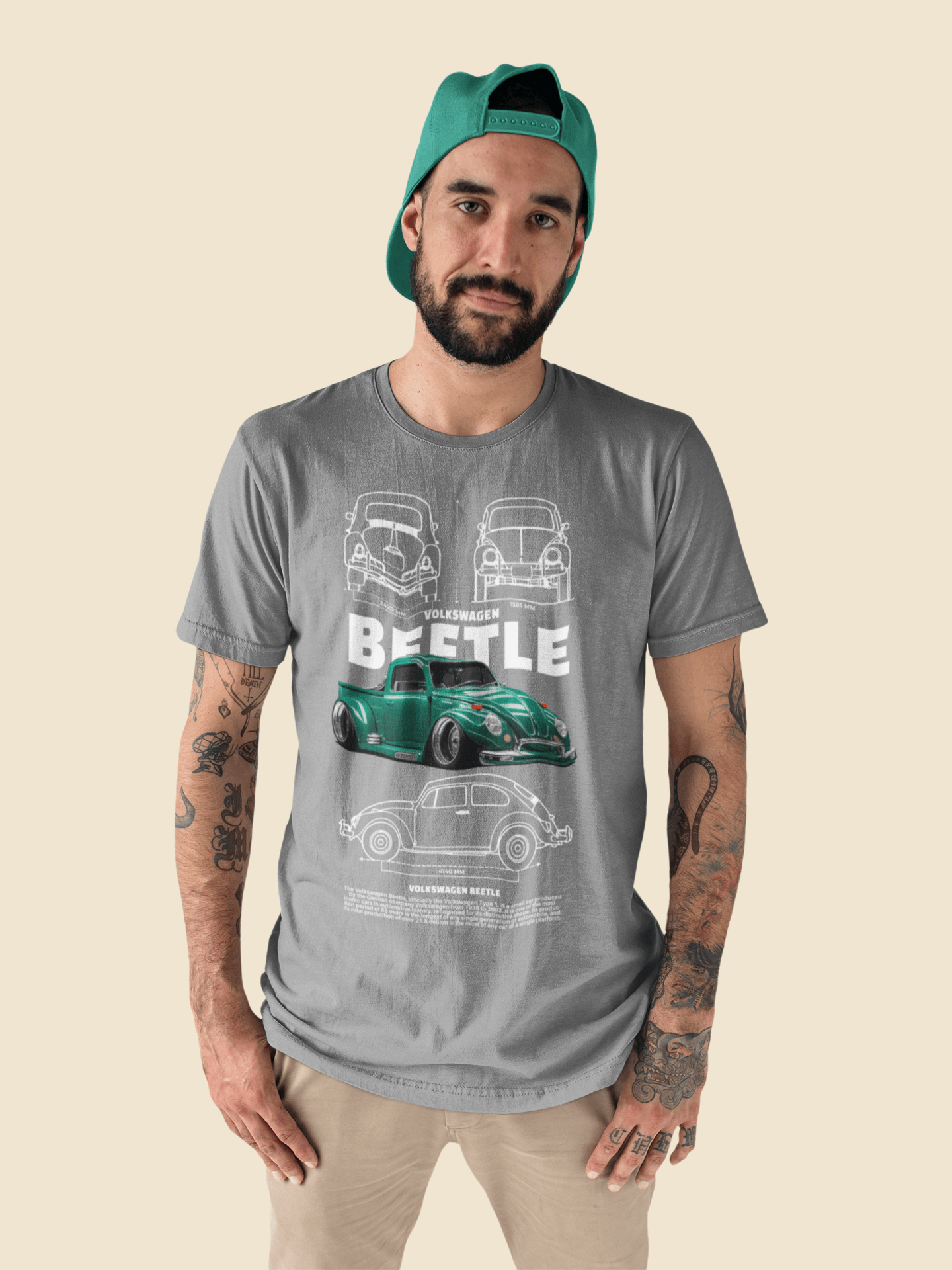 Volkswagen Beetle "Stance" Edition Technical Blueprint Tee - Custom Lowered Air-Cooled Bug Graphic T-Shirt