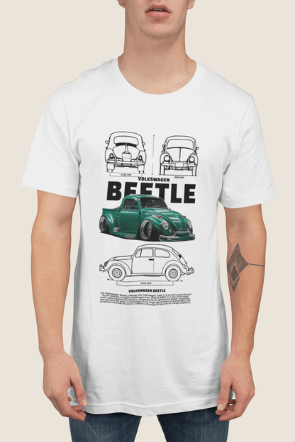 Volkswagen Beetle "Stance" Edition Technical Blueprint Tee - Custom Lowered Air-Cooled Bug Graphic T-Shirt