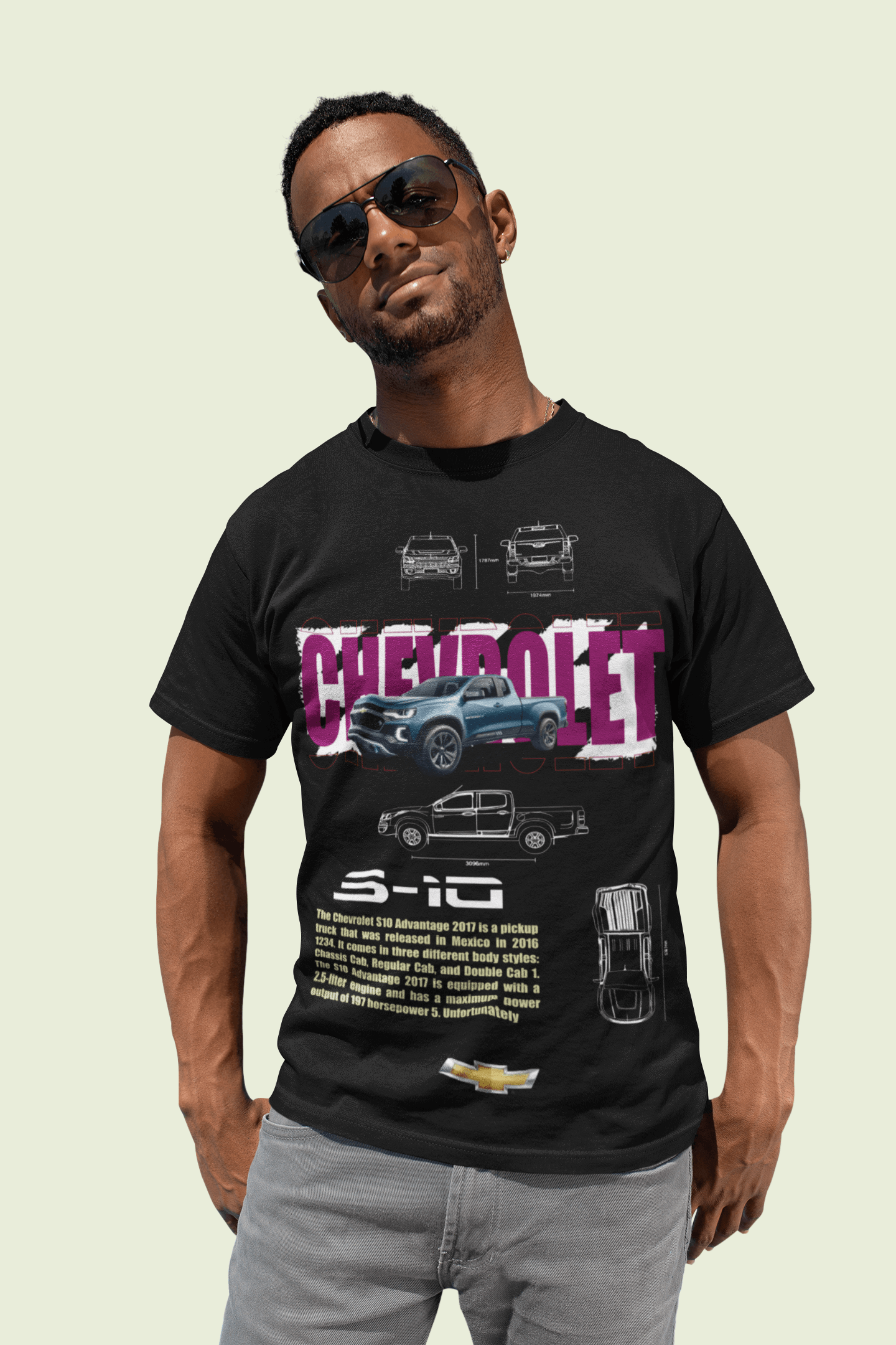 Chevrolet S-10 Graphic T-Shirt - Photo & Line Sketch