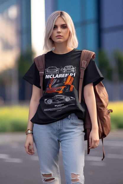 McLaren P1 Graphic T-Shirt — Photo & Line Sketch